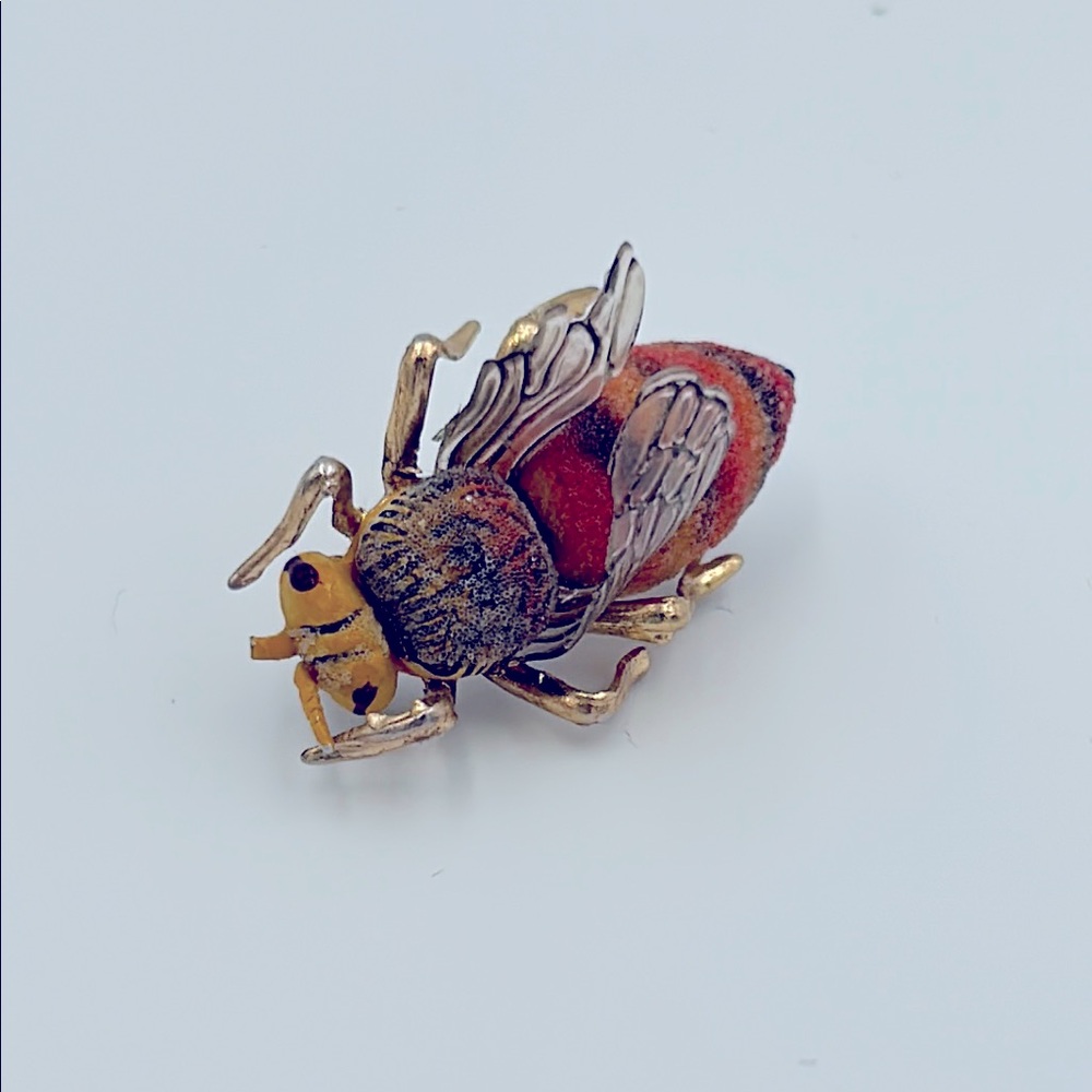 Vintage Made in Korea Fuzzy Bumblebee Brooch